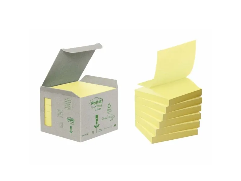 Post-it® notes Miljø 76x76 mm Z-fold gul - (6 stk.)