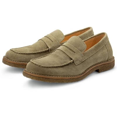 Herren-Loafer Rauleder, Graugrün