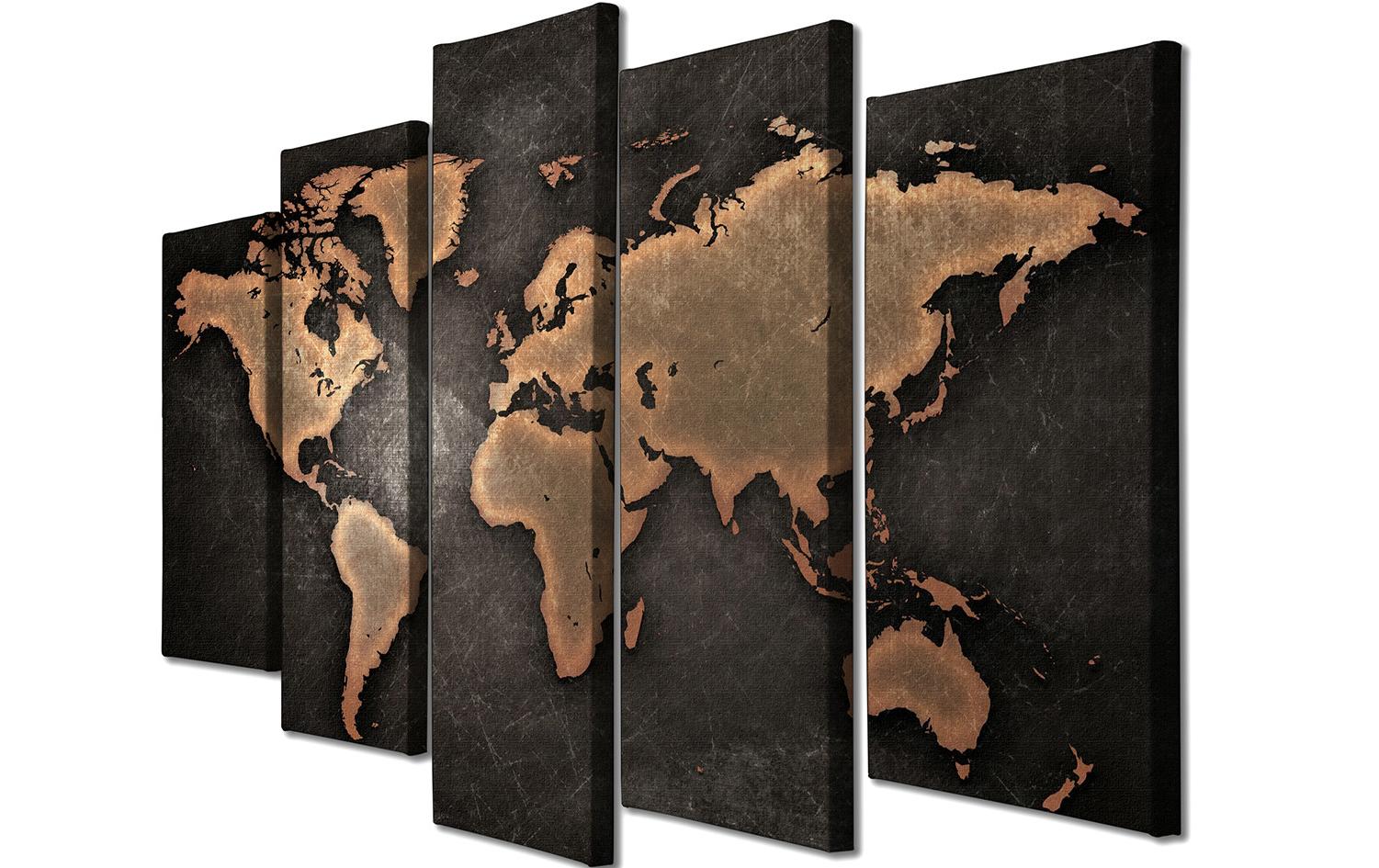 Bild World 5 Teile, 105 x 70 cmDekorative Leinwandmalerei