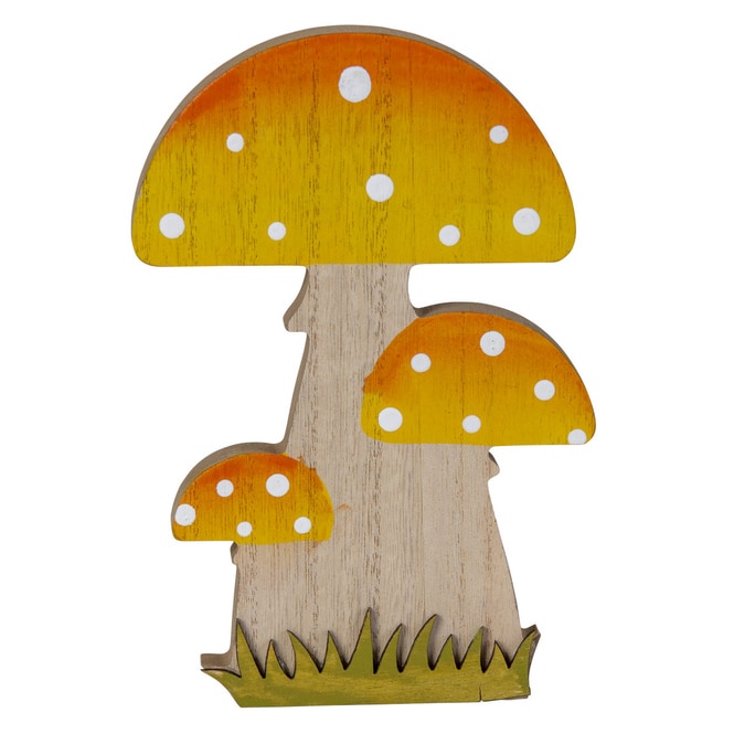 Pilze - aus Holz - ca. 12 x 2 x 18 cm - orange