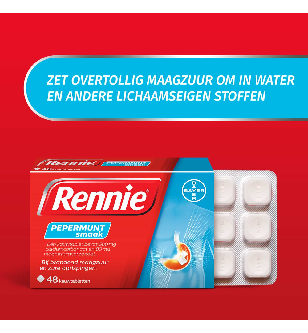 Rennie Pepermunt (48 kauwtabletten)