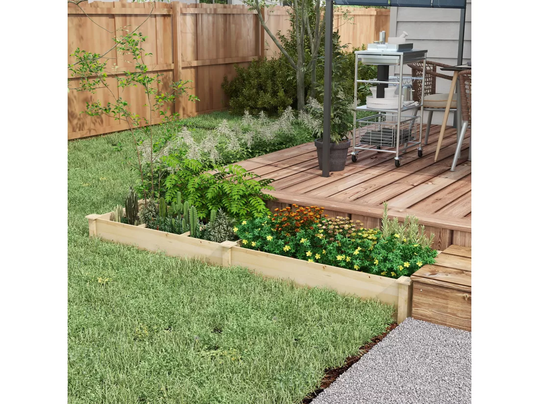 Carré potager de jardin dim. 237L x 60l x 25H cm séparations incluses bois de sapin