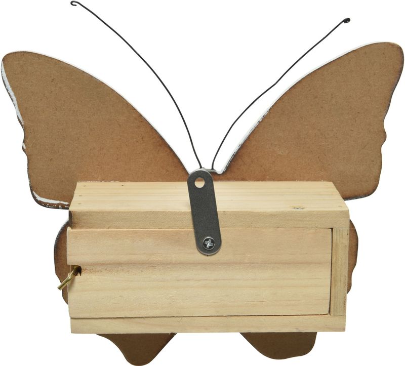 Bruin/geel vlinderhuis 20 cm - Tuindecoratie - Diervriendelijk - Hotel/huisje voor vlinders
