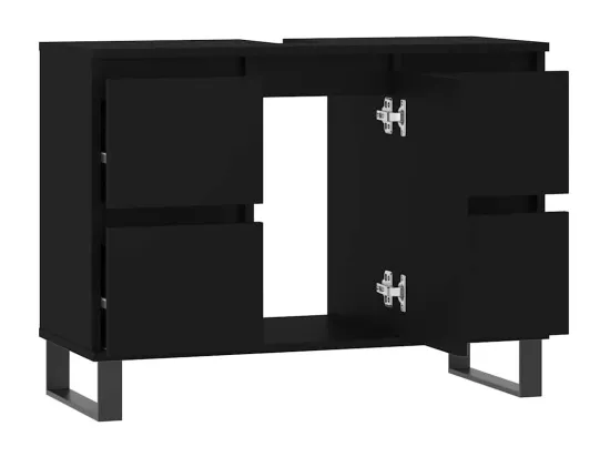 Armoire de salle de bain noir 80x33x60 cm bois d'ingénierie