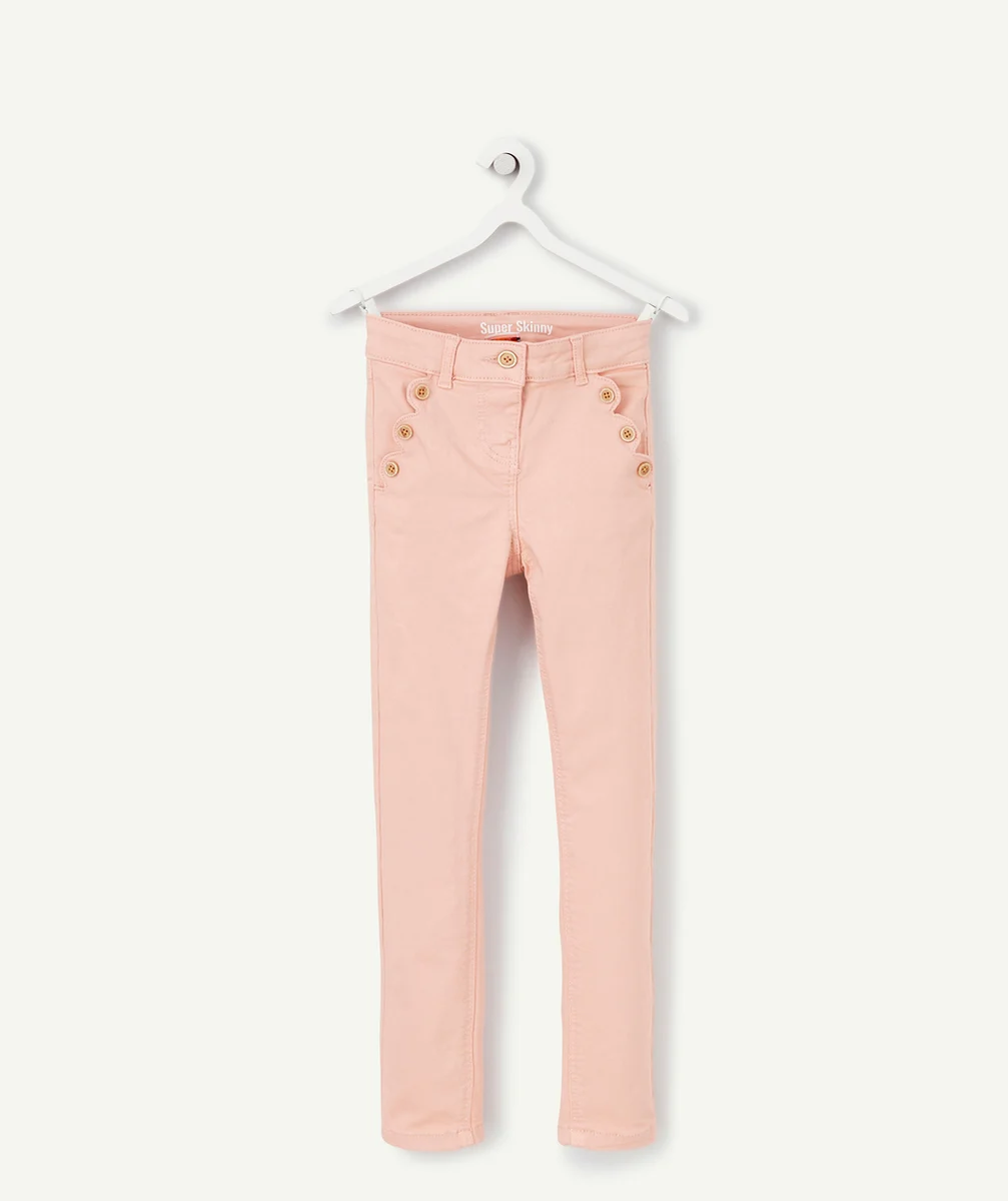 PANTALON FILLE SKINNY ROSE AVEC DÉTAILS POCHES