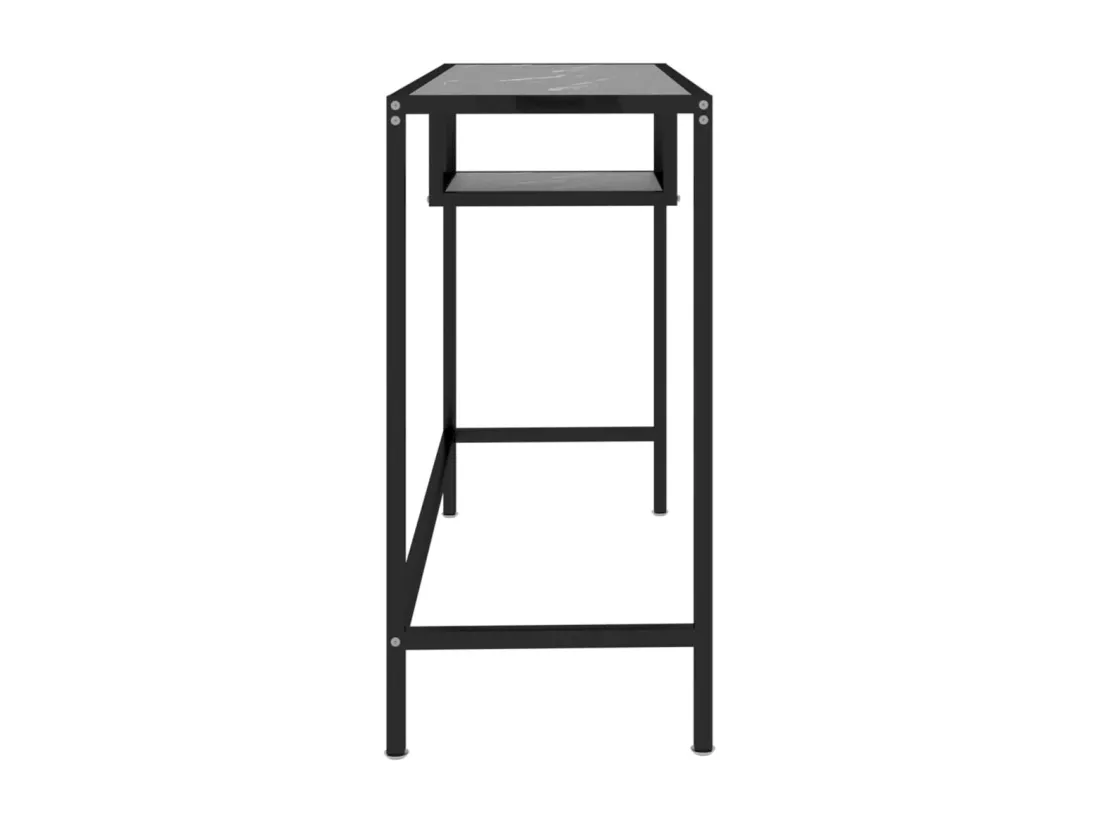 Bureau d'ordinateur Marbre noir 100x36x74 cm Verre trempé