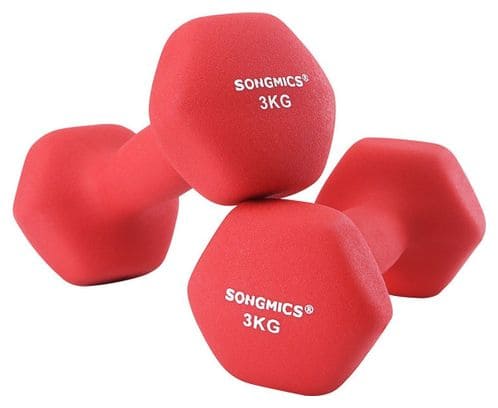 Lot de haltères 2 x 3 kg fitness musculation rouge 12_0002018