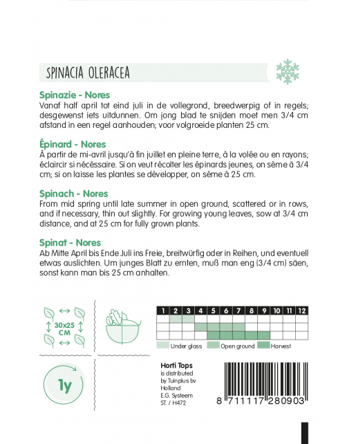 Hortitops Spinazie Nores - Groentezaden - 15 g