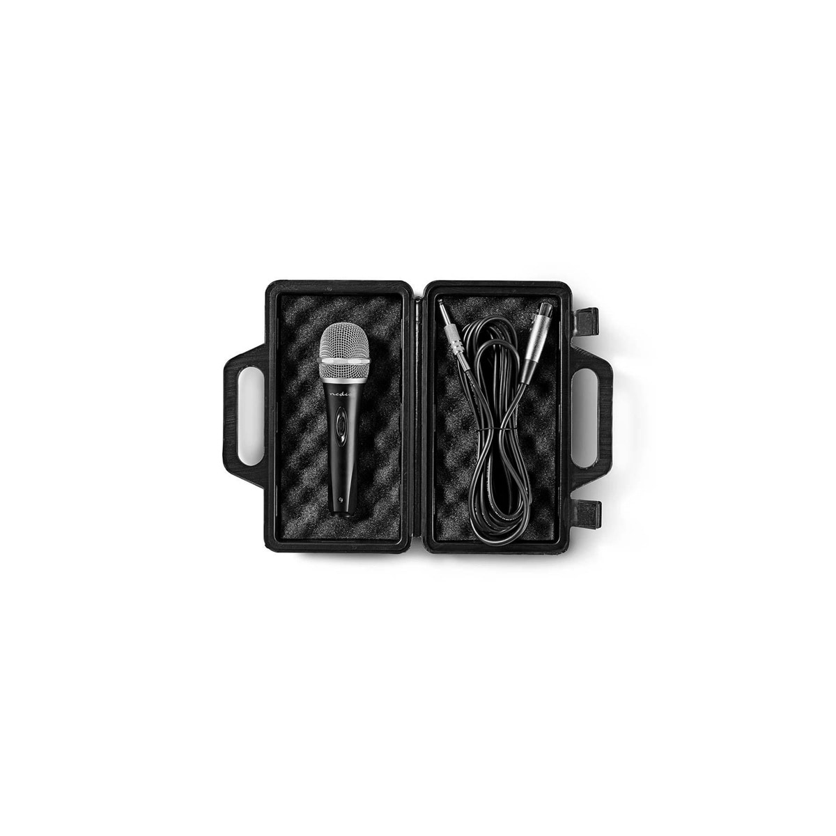 Nedis Wired mikrofon | Kardioid | Avtakbar kabel | 5.00 m | 50 Hz - 15 kHz | 600 Ohm | -72 dB | Av/på-bryter | Reiseveske inkludert | ABS / Aluminium | Grå / Sort
