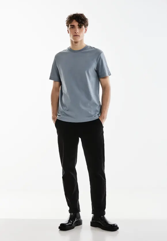 Basic T-Shirt in Unifarbe - dust blue