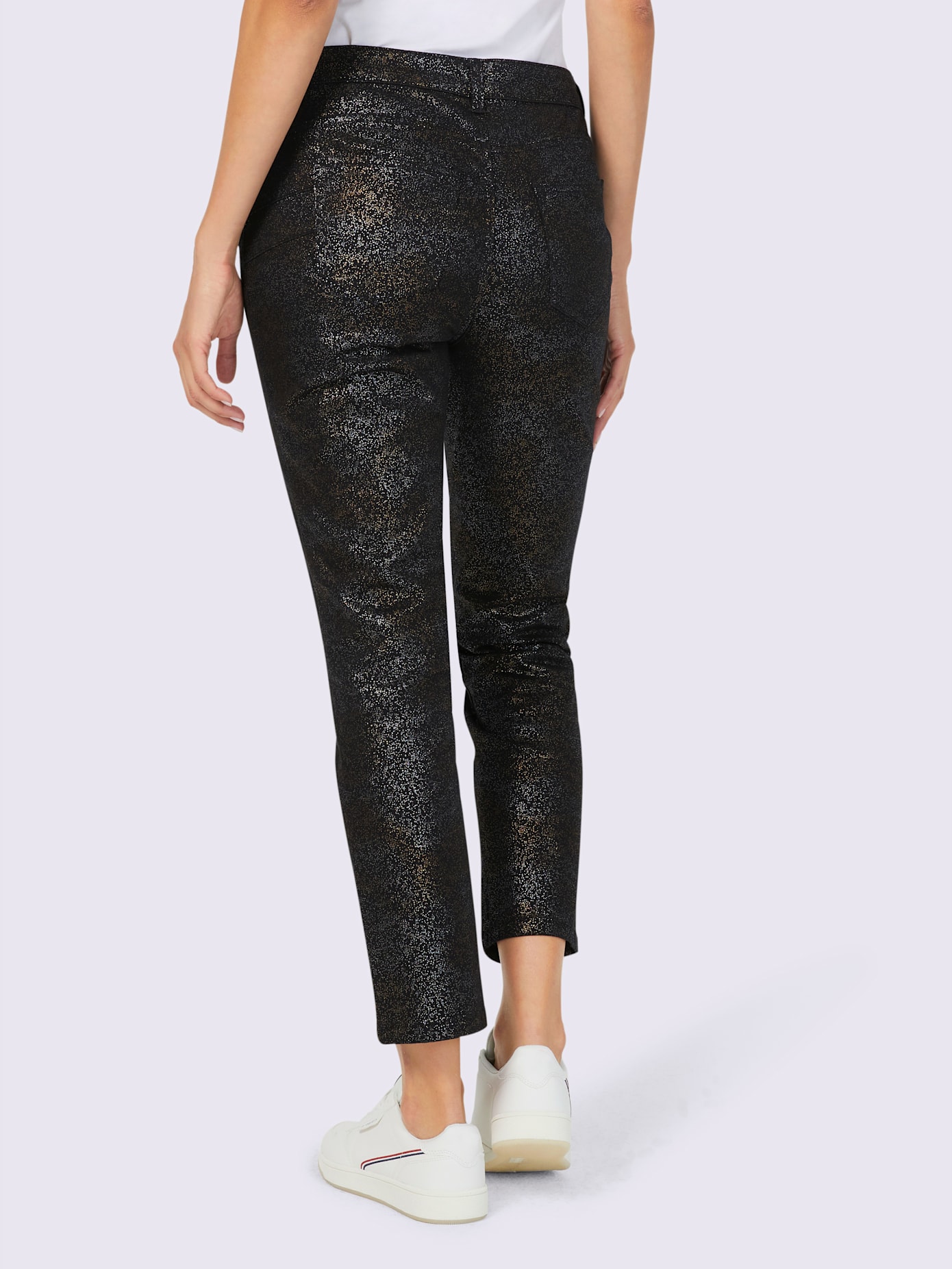 Pantalon imprimé feuille brillant