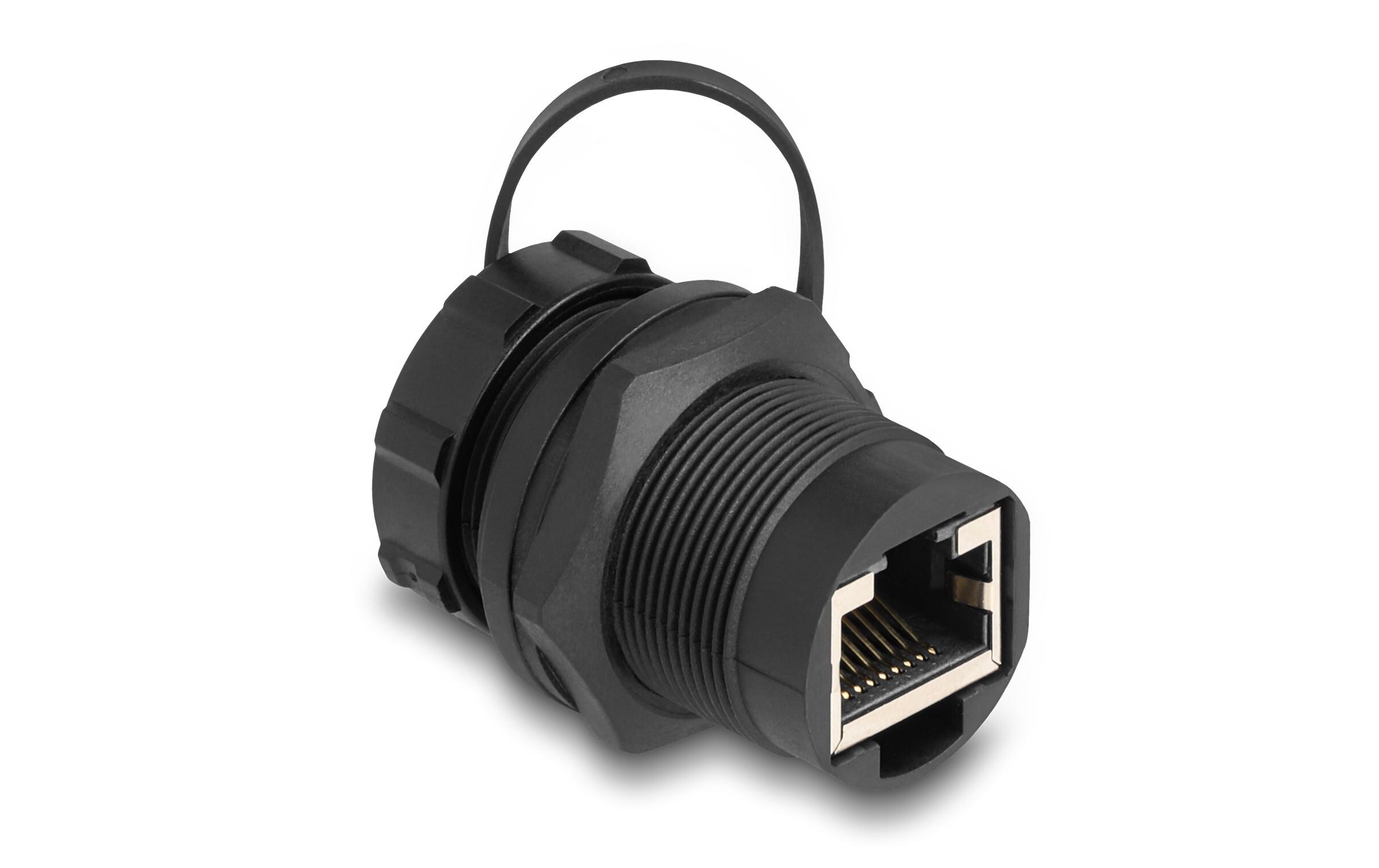 Kupplung RJ45 Cat.6A mit Verschlusskappe 1 StückDelock RJ45 Cat.6A Kupplung mit Verschlusskappe IP67 staub- und wasserdicht
