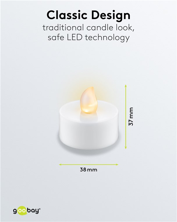 (4er Set) Flackernde LED Teelichter Deko Kerzen Home Stimmungsleuchte (inkl. CR2032 Batterien) - Warmweiss