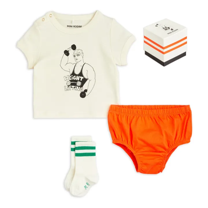 Mini Rodini Lot T-Shirt, Bloomer et Chaussettes Bodybuilder Coton Bio | Rouge