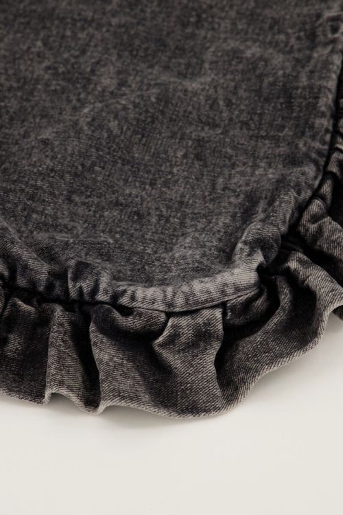 Grijze denim shopper met ruffles