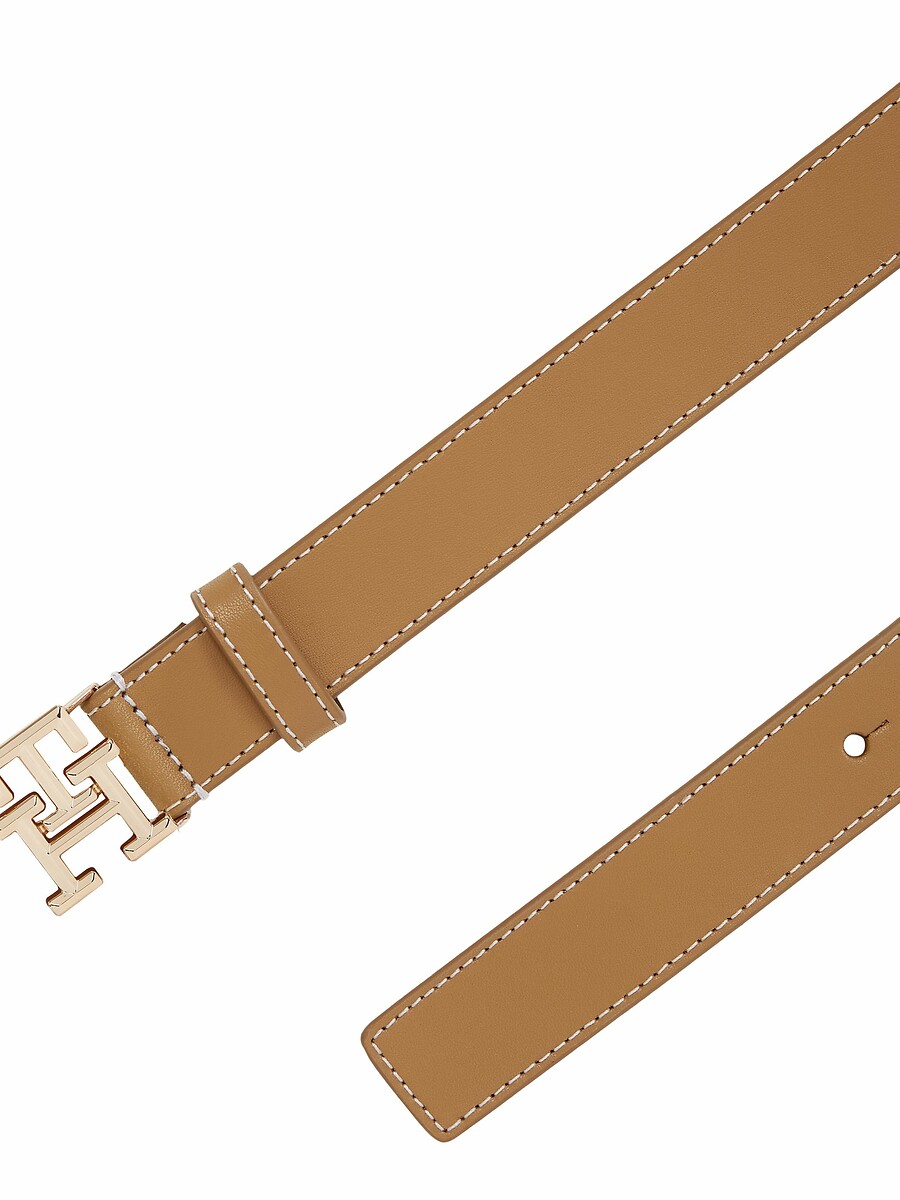 TOMMY HILFIGER<br>Cinto de couro de 2,5 cm com logotipo TH