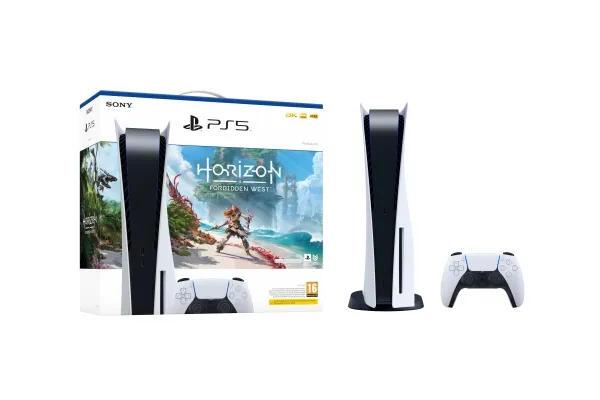 Sony PlayStation 5 Standard   Horizon Forbidden West, PlayStation 5, Sort, Hvid, 16000 MB, GDDR6, AMD, AMD Ryzen Zen 2