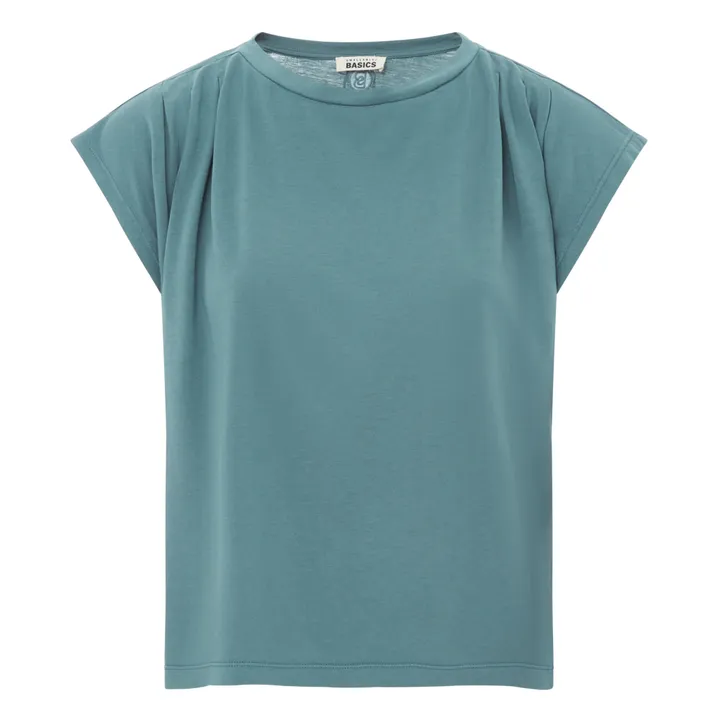 SMALLABLE BASICS T-Shirt Plissé Femme Coton Bio | Bleu Vert