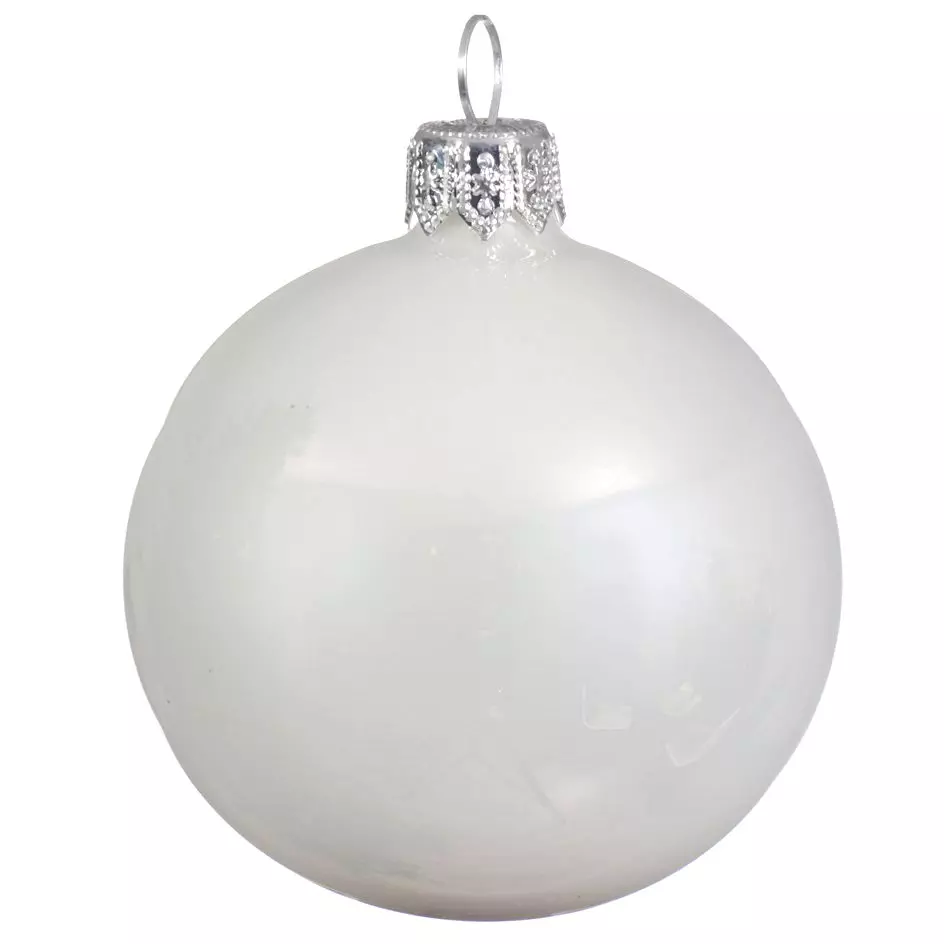 Lot de 4 boules de Noël en verre (D100 mm) Arctique brillantes Blanc