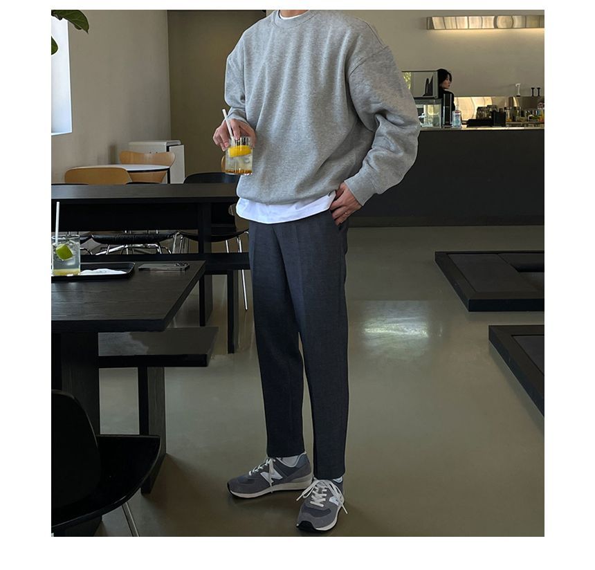 Okwano - Sweatshirt met ronde hals en effen kleur