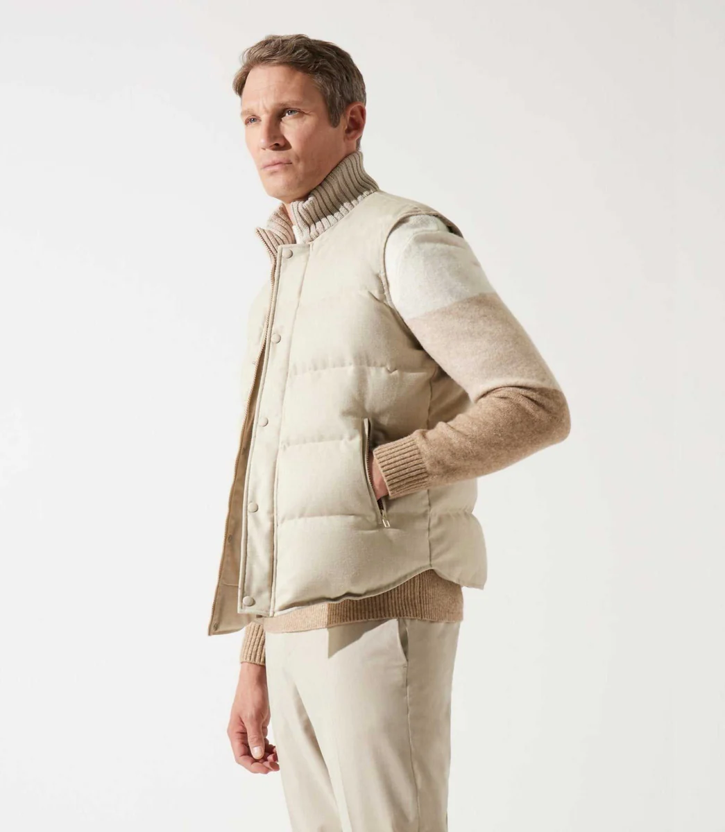 Doudoune sans manche col montant beige MIAMI