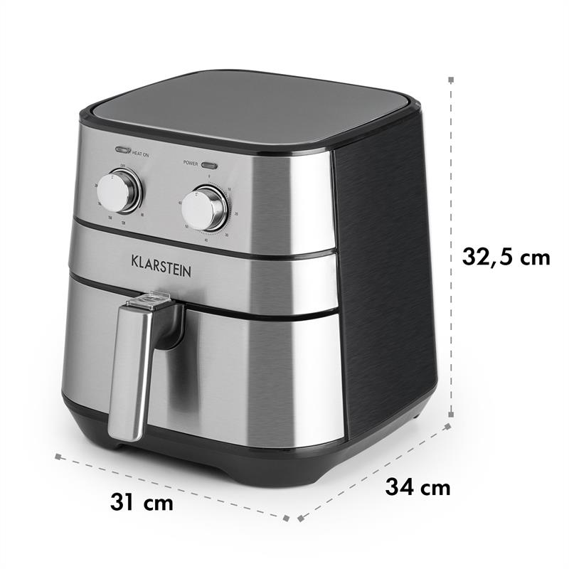 AeroVital Heißluftfritteuse 1700W 5,4 Liter Timer Edelstahl silber
