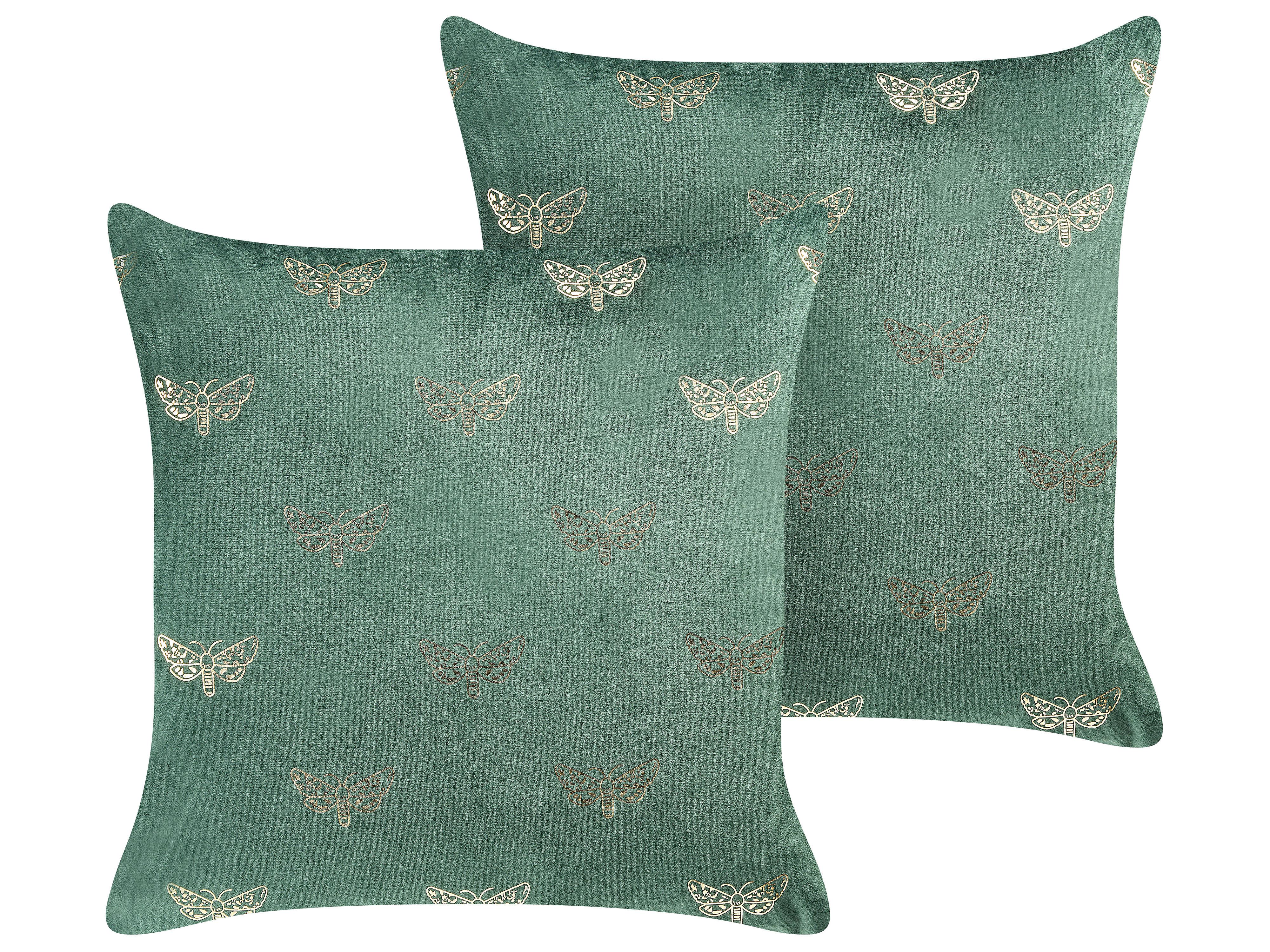 Set van 2 sierkussens YUZURI Fluweel 45 x 45 cm Smaragdgroen dierenprint