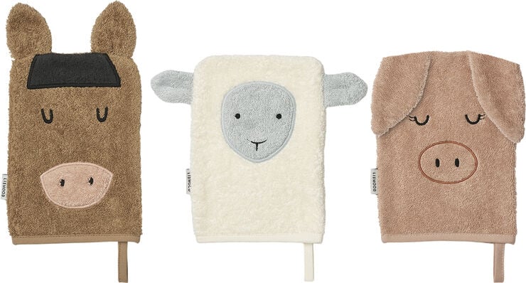 Liewood Sylvester Farm Washcloth 3-Pack Pale tuscany mix