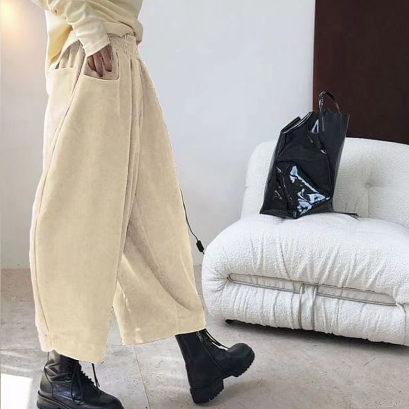 Frigga - Hoge taille effen asymmetrische cropped harembroek