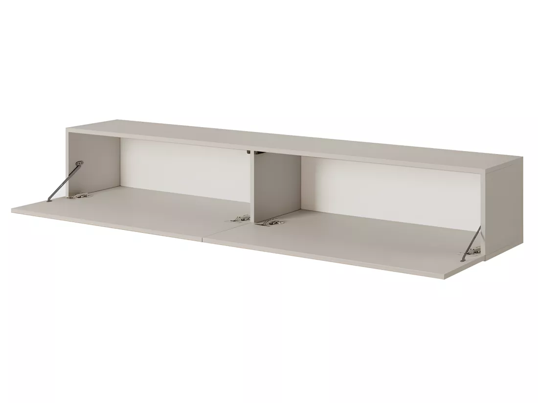 Meuble TV -175 cm - couleur gris-beige avec façade fraisée - VELDIO