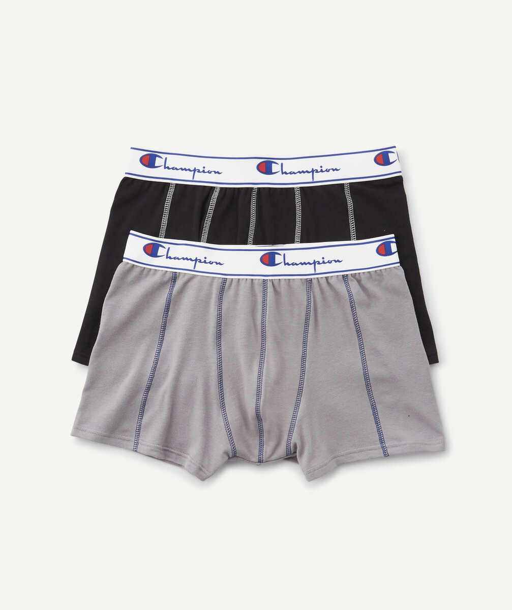 CHAMPIONLES 2 BOXERS GRIS ET NOIR