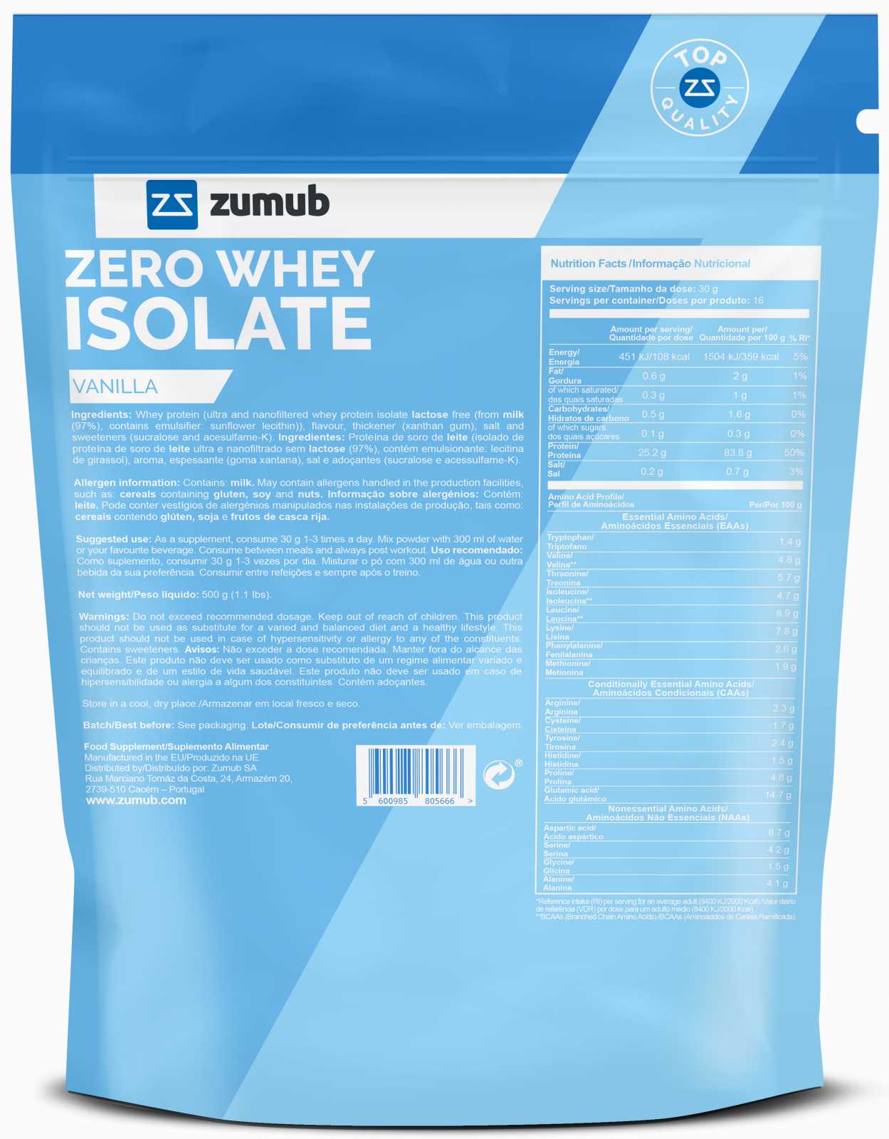 Zumub Zero Whey Isolate 500g