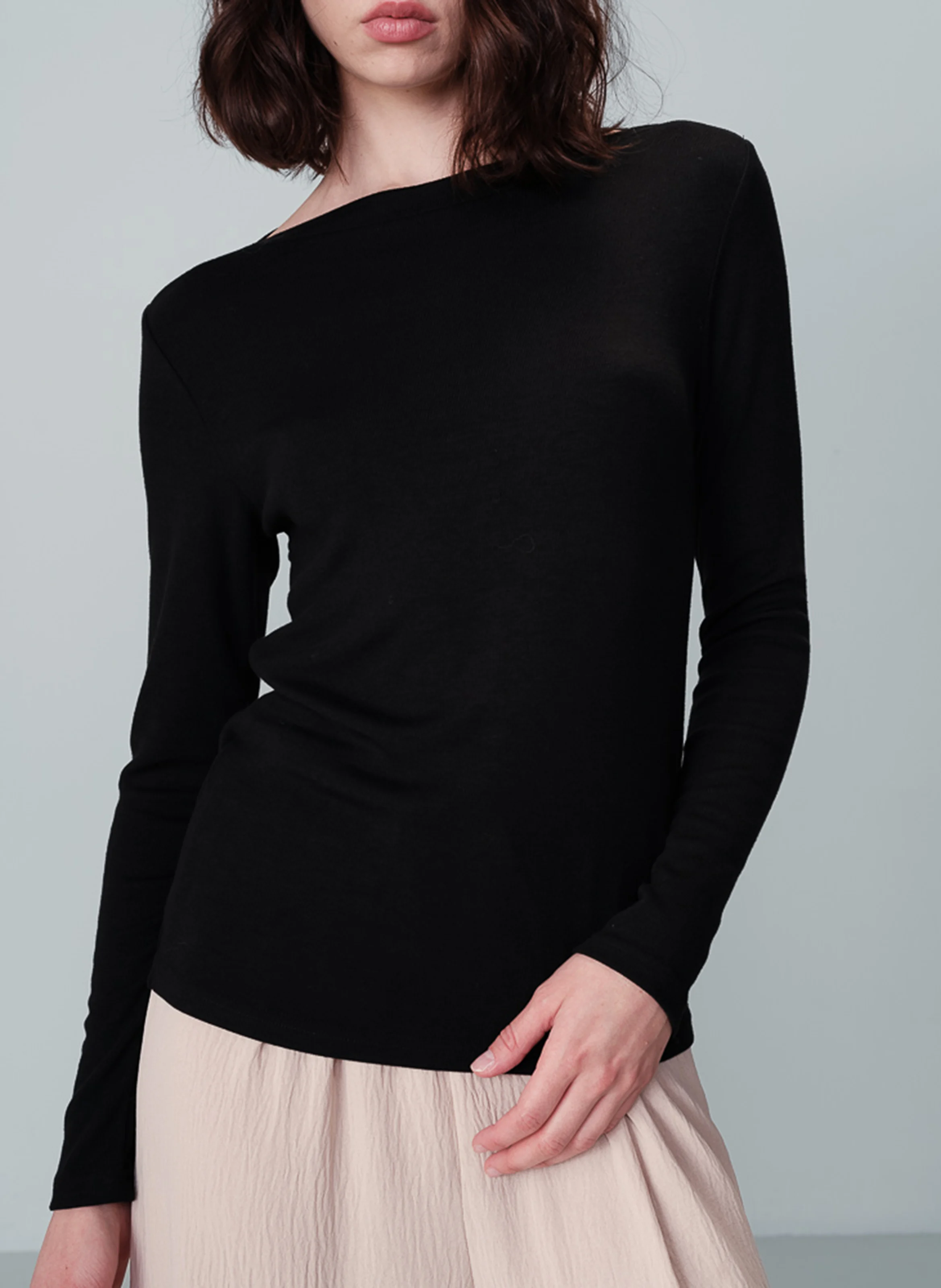 NOUS - Tee-shirt droit manches longues | Noir