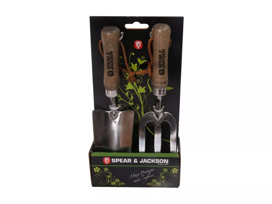 Set de 2 mini outils à fleurs inox manche en frêne
