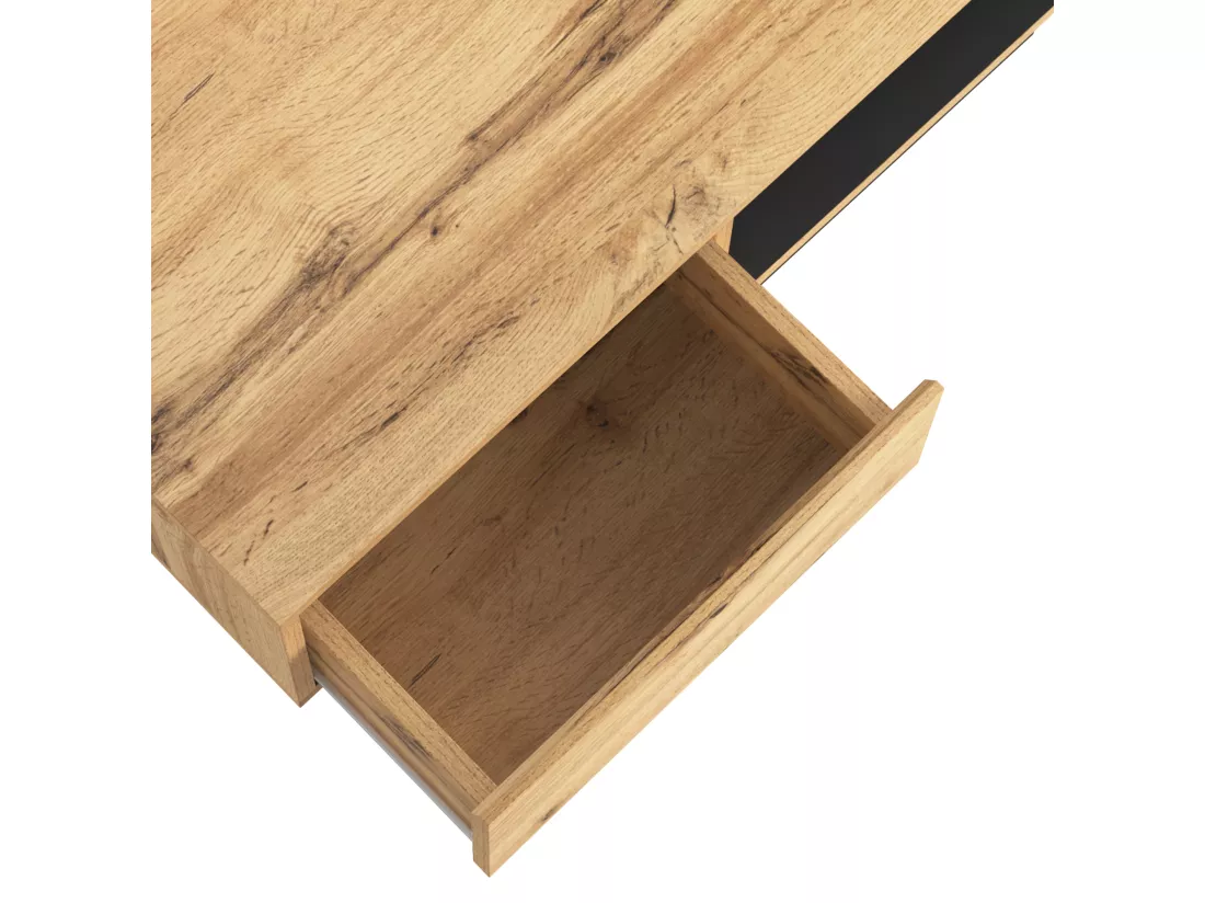 Table basse grain de bois avec rangement double face et tiroir 100x47x60 EINPHATH