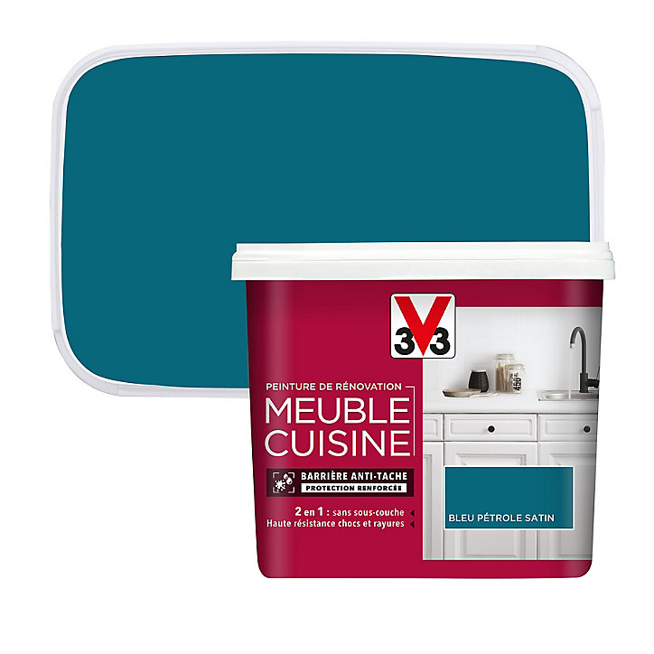 Peinture de rénovation meuble cuisine V33 bleu pétrole satin 750ml