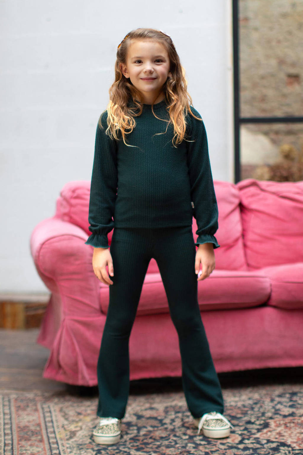 Moodstreet flared broek Bess donkergroen