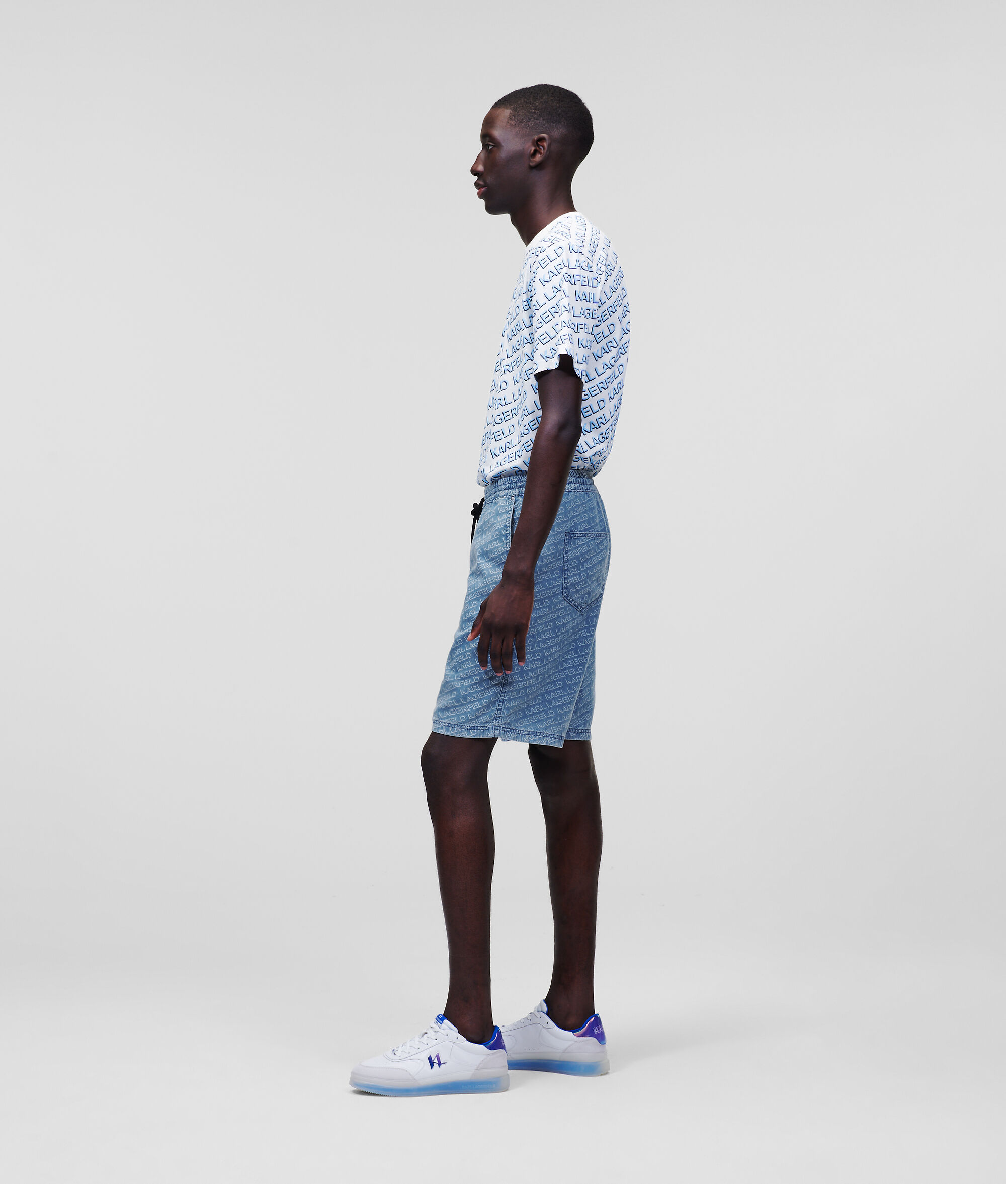SHORT EN JEAN AVEC LOGO KARL FAÇON ALL-OVER