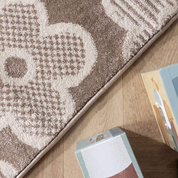 Kinderkamer vloerkleed - Bowie Bloem Taupe