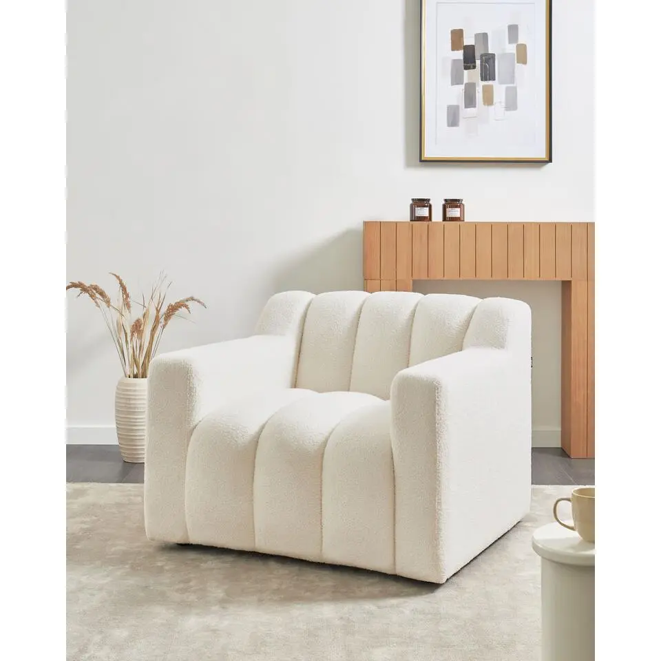 AGERUP - Fauteuil - Gebroken wit - Bouclé