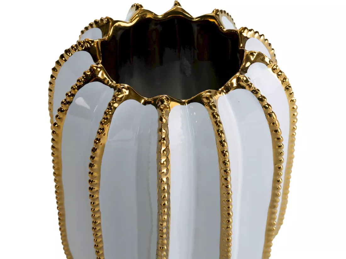 Vase Céramique -- Blanc/Doré