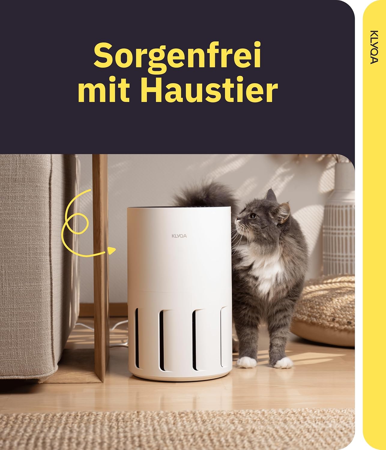 Luftreiniger Allergiker 360° HEPA-Filter Leaf entfernt 99,99% der Tierhaare, Staub & Pollen I 300 CADR I 21,5Db Geräuscharmer Luftfilter I Smart Air purifier gegen Tierhaar I Server in DE