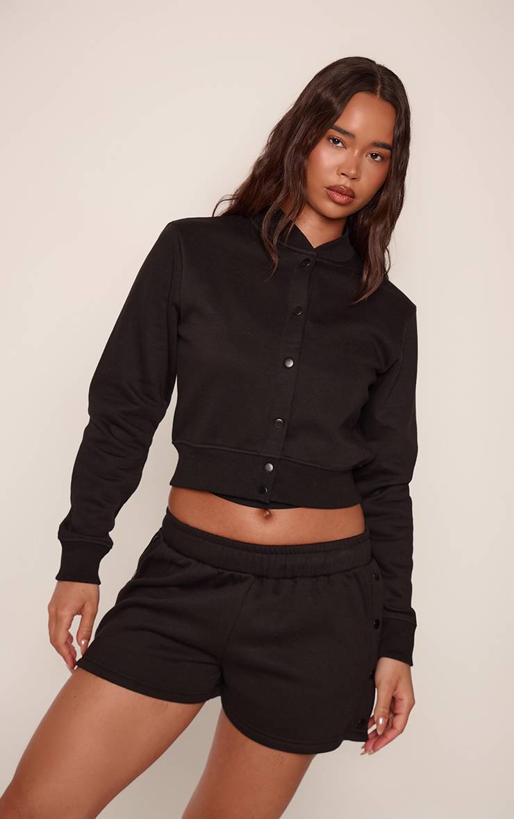 Noir Sweat-shirt À Détail Boutons-pression