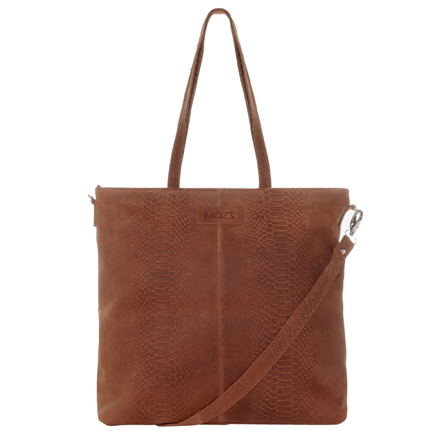 Mozz Momsbag Snake Shopper cognac