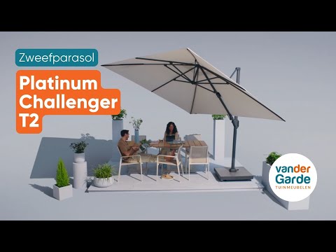 Platinum Challenger Zweefparasol T2 premium - 3x3 m. Champagne - Sand