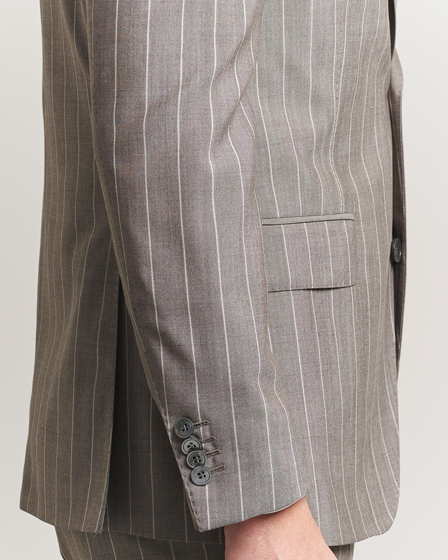 Oscar Jacobson Faron Striped Super 130s Wool Blazer Beige