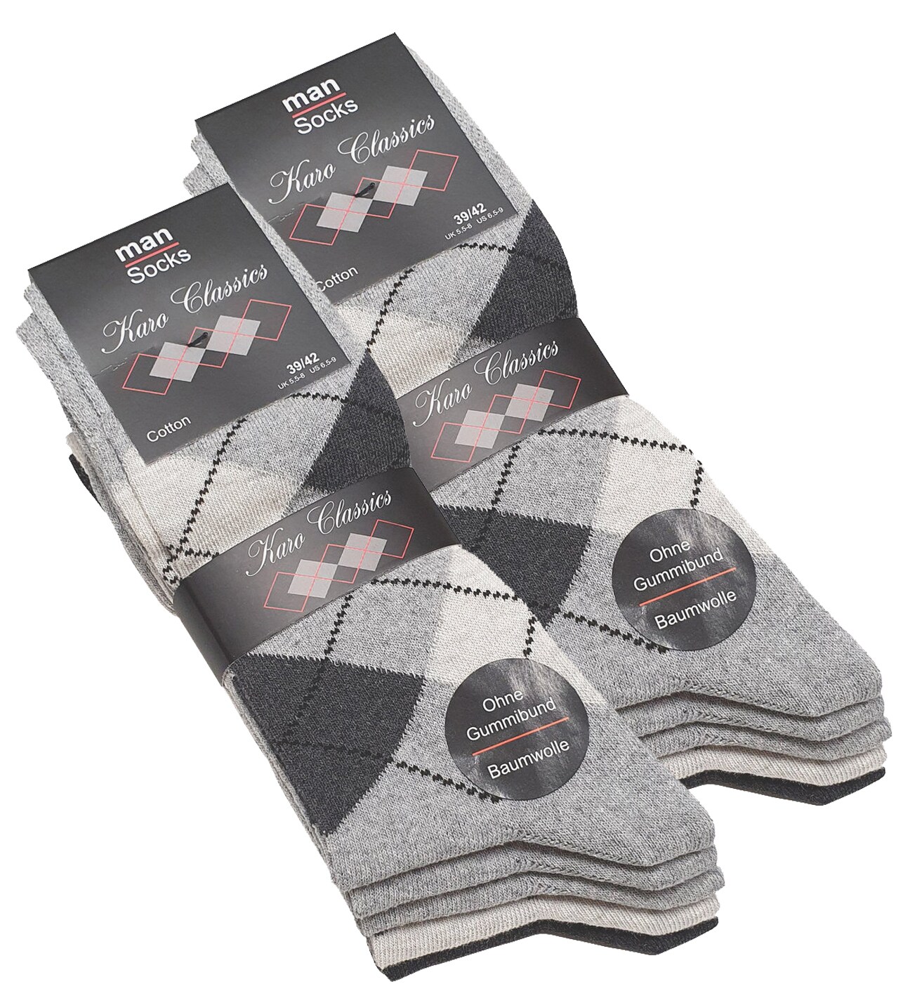 Cotton Prime® 10 Paar Socken mit KARO Muster
