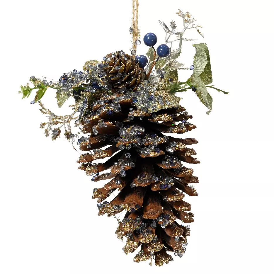 Pomme de pin de Noël à suspendre (H14 cm) Seli Naturel