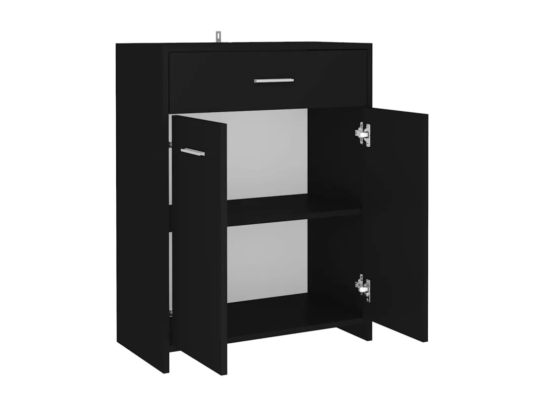 Armoire de salle de bain noir 60x33x80 cm bois d’ingénierie