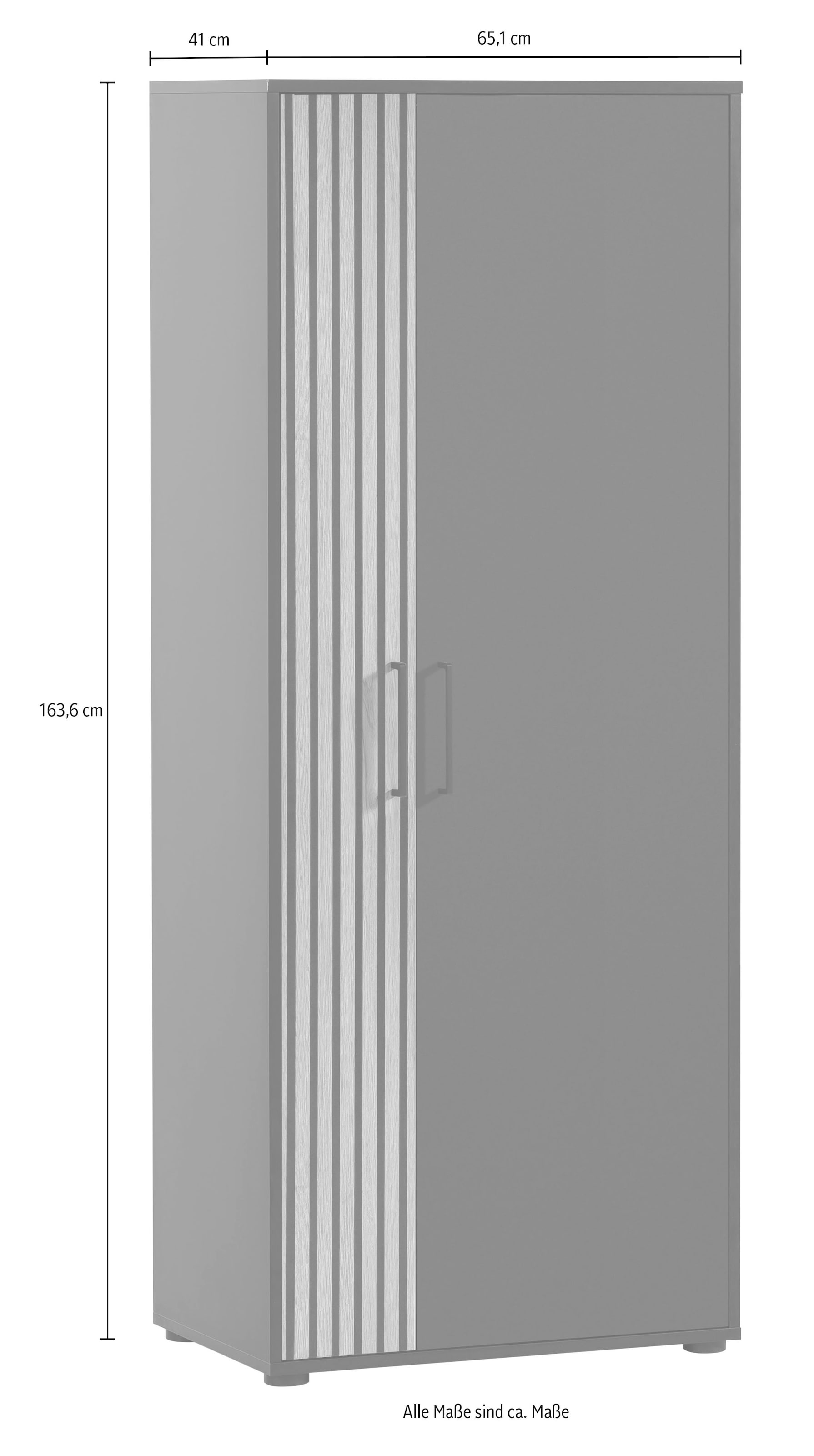 welltime Aktenschrank »Hank, MADE IN GERMANY, Breite 65 cm« Linke Tür mit Akustikprint, Metallbeschläge, Softclose-Funktion